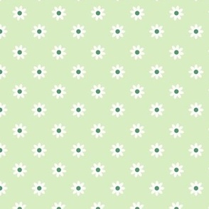 Lime Green and White Daisy Flower Floral Small Scale Polka Dot