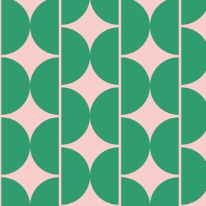 Semicircles - Pink and Green - Vertical