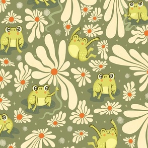 (M) Groovy Floral Frogs