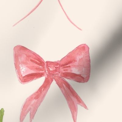 Large Watercolor Bows, Pink, Red, Green 