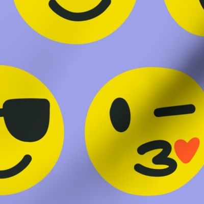 Smiley Emoji on Lilac Blue - L