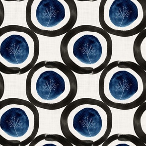 Japandi minimalistic circles indigo blue - large scale