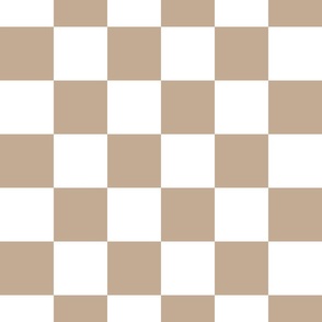 Checkered Wallpaper in Tan & White - Modern Check Pattern in 6" Fabric