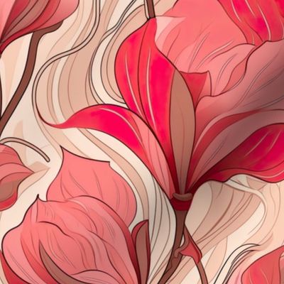 Modern Blush Florals - Chic Pink and Cream Stylized Flower Design