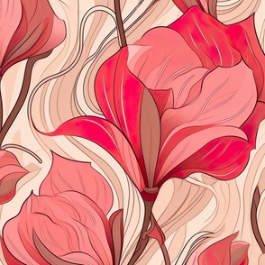 Jumbo Modern Blush Florals - Chic Pink and Cream Stylized Flower Design