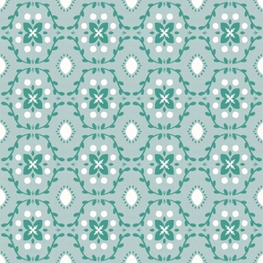 MEDIUM Hand-drawn Organic Textured Modern Decorative Geometric Floral Magnolia Green and White