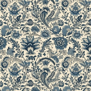 Blue Colonial Wallpaper Design