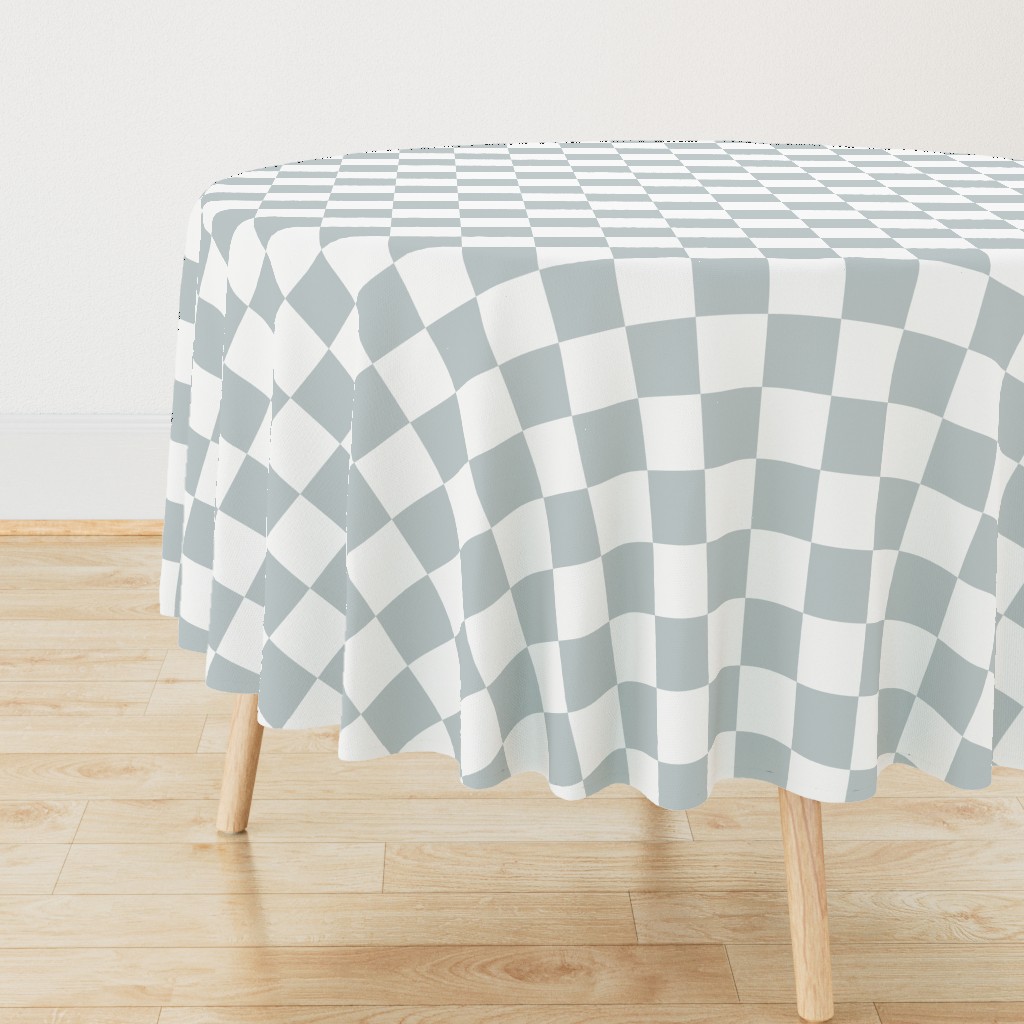 Checkered Wallpaper in Light Blue & White - Modern Check Pattern in 6" Fabric