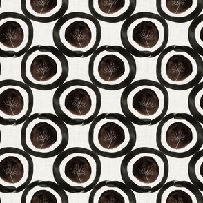 Japandi minimalistic circles dark brown - medium scale