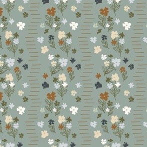 Spring wave naïve floral in pastel green, yellow and orange - small