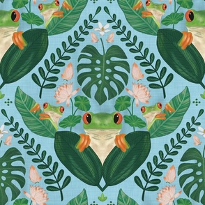 Big Froggy Foliage Fiesta with lots of Green and Light Blue Colour and Texture