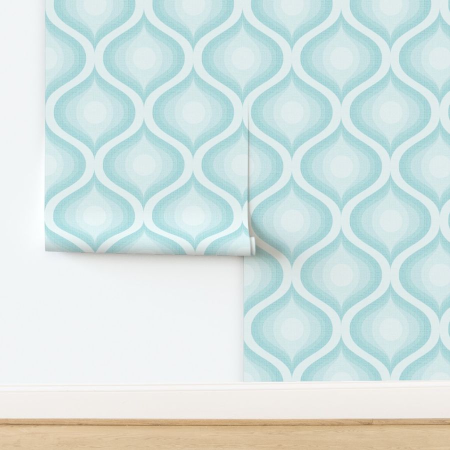 Groovy swirl wallpaper retro aqua white turquoise ombre 12 large wallpaper scale by Pippa Shaw