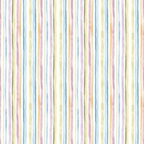 Watercolor Stripes / Vertical / White / Small