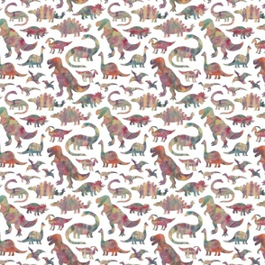 Watercolor Dinosaurs on White small