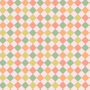 Spring Checkerboard Diamond - On Pink, Small Scale