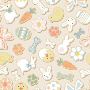 Easter Dog Cookies - Beige, Medium Scale