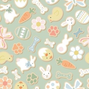 Easter Dog Cookies - Sage Green, Medium Scale