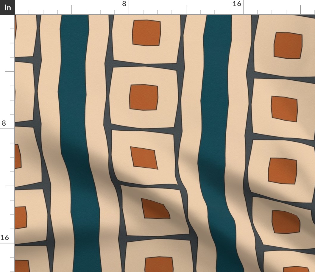 Art Deco Stripes and Squares Geometric Textured Print 