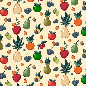 A Whimsical Orchard - Brown +  Cream +  orange + Red + Green ( Medium )