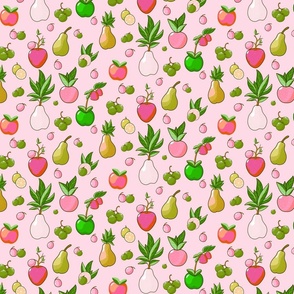 A Whimsical Orchard - Green + Light Pink + Pink ( Small )