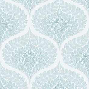 forest fern damask in tonal neutral grey blue large wallpaper scale 12 by Pippa Shaw