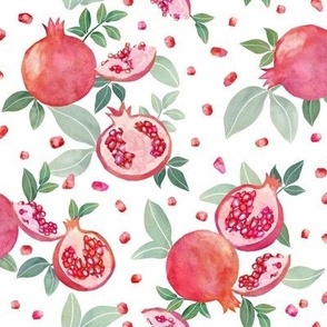 Watercolor pomegranate-white