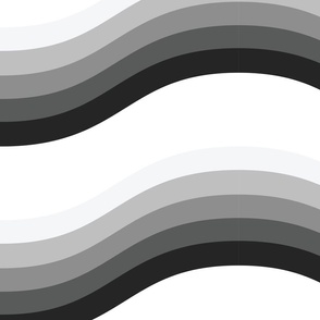 Retro 70s Wave Stripes Black Gray White