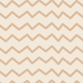 Geometric, Contemporary, Hand Drawn,  Brown, White, Tan, Linen, Vertical zig zag lines in 2024 Pantone colors
