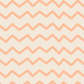 Geometric, Contemporary, Hand Drawn horizontal zig zag lines, Orange, tangerine, White, Linen,  2024 Pantone colors