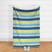 Tropical Stripe in Blue, Yellow and Green, Large Scale