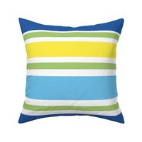 Tropical Stripe in Blue, Yellow and Green, Large Scale