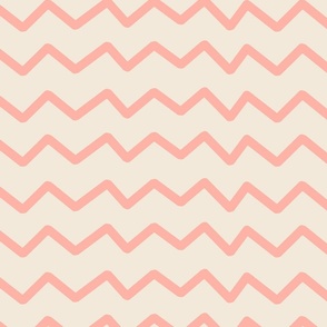 Geometric, Contemporary, Hand Drawn horizontal  zig zag lines, Pink, White, Salmon Pink, Linen,  2024 Pantone colors