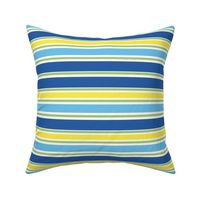 Tropical Stripe in Blue, Yellow and Green, Small Scale