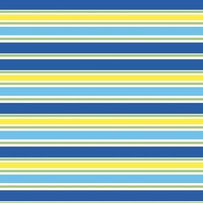 Tropical Stripe in Blue, Yellow and Green, Small Scale