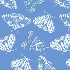 Luna Moths in Cornflower Blue