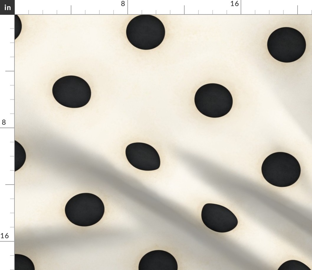 Black and Antique White Polka Dots (large scale)