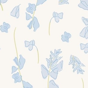 large light baby blue texas bluebonnet flowers on ivory cream white