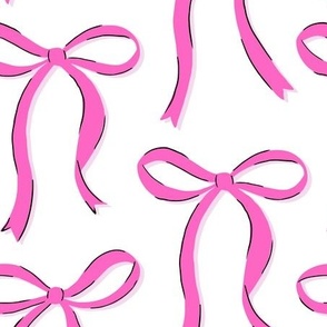 Thin Vintage Bows, Bright Pink on White