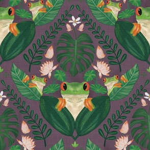 Big Froggy Foliage Fiesta with lots of Green and Purple Colour and Texture