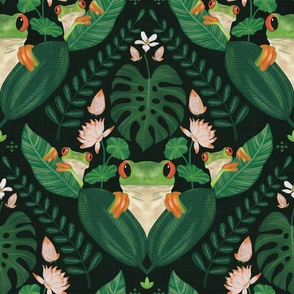 Big Froggy Foliage Fiesta with lots of Green and Green Black Colour and Texture