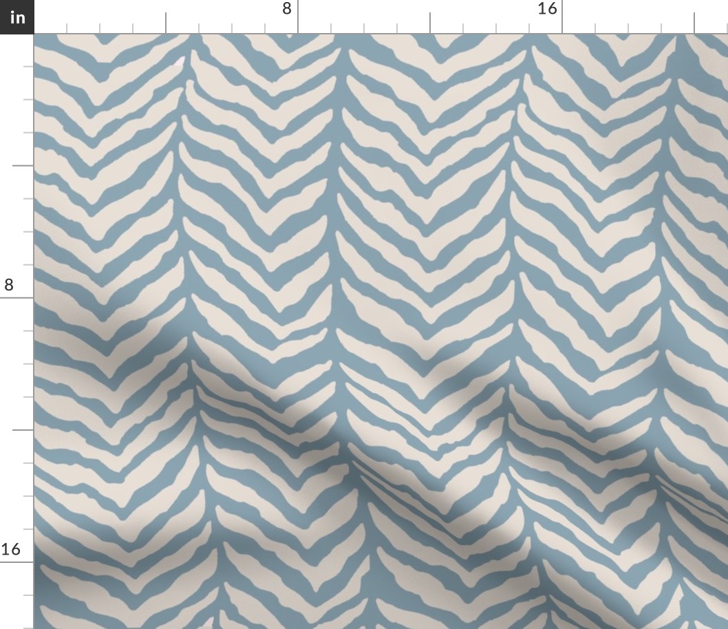 Buffalo Blue And ivory  Herringbone Chevron