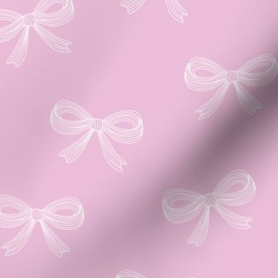 Scandinavian vintage bow - Freehand striped bows boho minimalist design for girls white on pink
