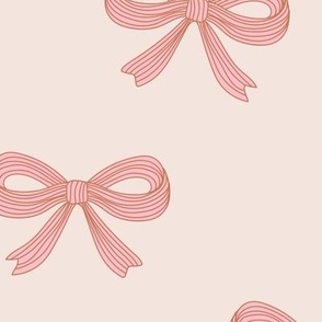 Scandinavian vintage bow - Freehand striped bows boho minimalist design for girls pink on sand LARGE