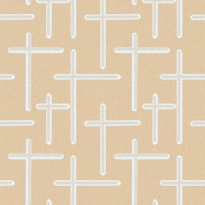 Beige Gray Neutral Cream Cross Pattern Large scale