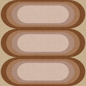 Large Scale Retro Graphic Horizontal Oval Shapes / Warm Neutral Browns Abstract Geometric