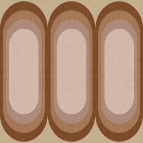 Large Scale Retro Graphic Vertical Oval Shapes / Warm Neutral Browns Abstract Geometric 