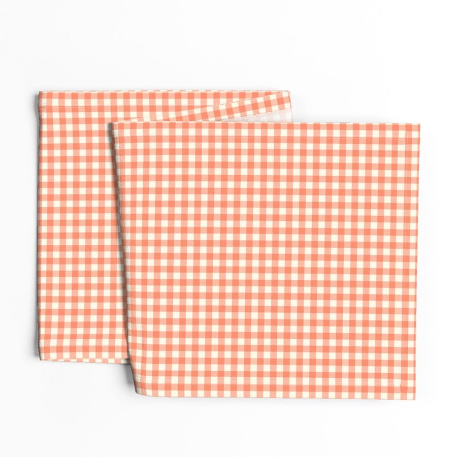 3/8" Salmon Gingham: Dark Salmon Check, Red-Orange Buffalo Check, Buffalo Plaid