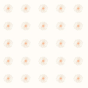 Peach Fuzz Daisy Wildflower block print on soft white background
