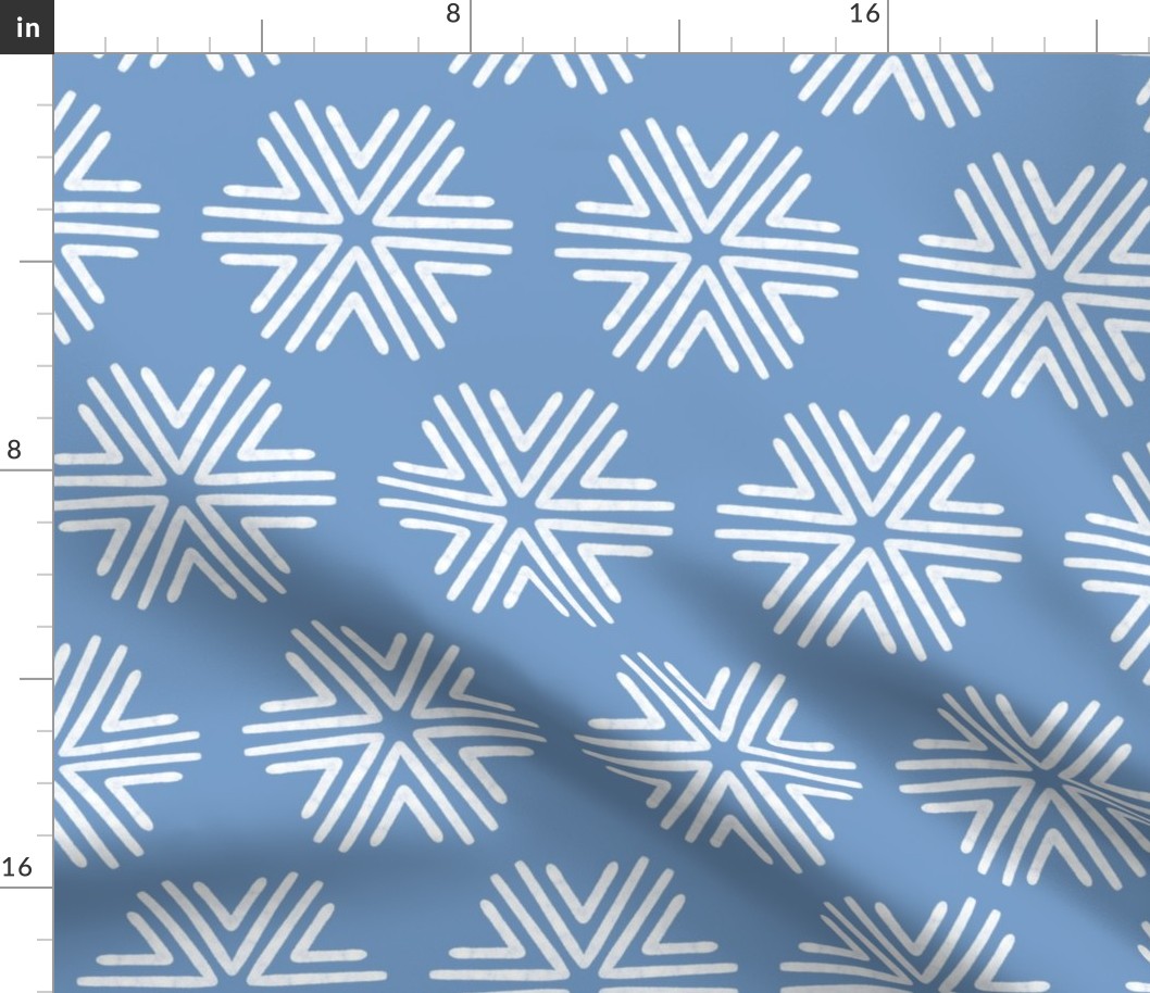 Boho Geometric in Deep Blue-Gray and White - Large - Navy Boho, Boy's Room, Boho Snowflakes