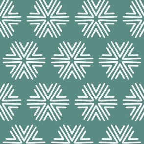 Boho Geometric in Forest Green and White - Large - Green Boho, Boy's Room, Boho Snowflakes